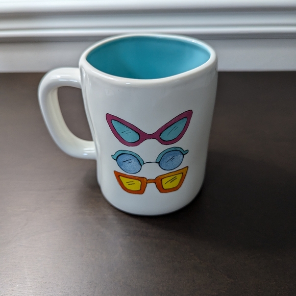 EUC Rae Dunn THROWING SHADE 19.5oz Ceramic Mug with Teal Interior - Picture 4 of 4
